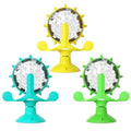 Treat-Dispensing Cat Toy shown in Green, Blue, and Yellow